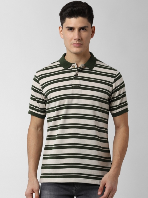 

Peter England Casuals Men Beige Striped Polo Collar T-shirt