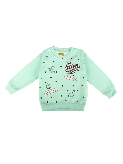 

Lil Lollipop Girls Sea Green & Black Printed Sweatshirt
