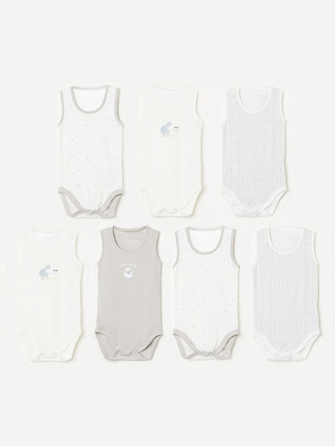 

Juniors by Lifestyle Girls Pack Of 7 Multicoloured Bodysuits, White