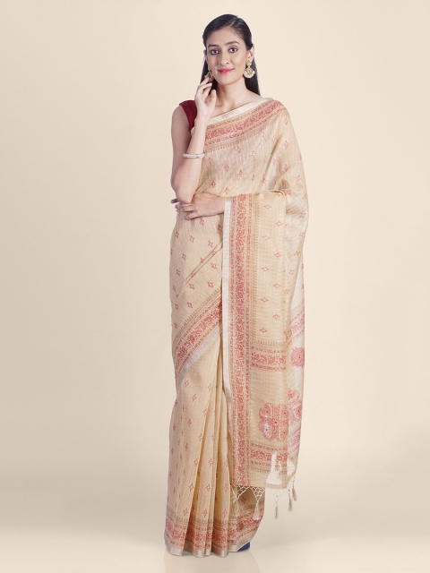 

Kasat Beige & Red Pure Cotton Printed Saree