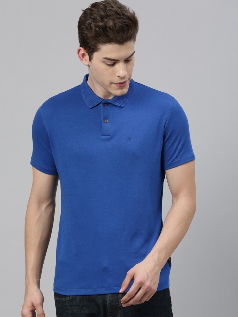 

RARE RABBIT Men Blue Solid Polo Collar T-shirt