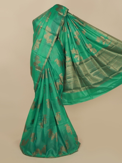 

Pothys Green Jute Silk Woven Design Tussar Saree