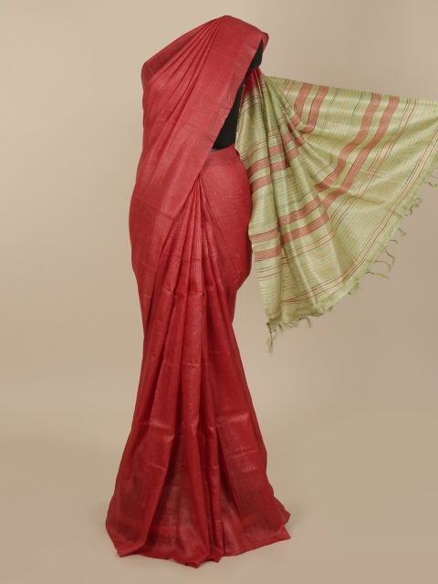 

Pothys Red Striped Jute Silk Saree