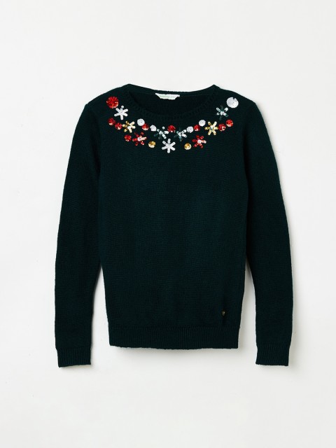

Bossini Girls Green Self Design Pullover Sweater