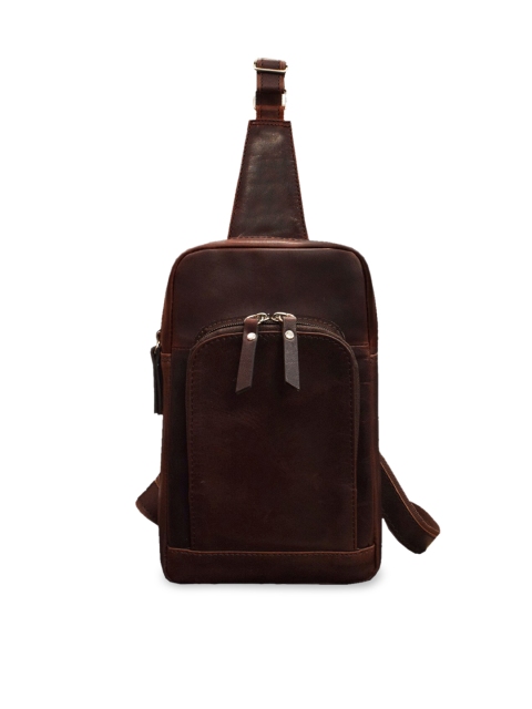 

ABYS Unisex Brown Solid Leather Messenger Bag