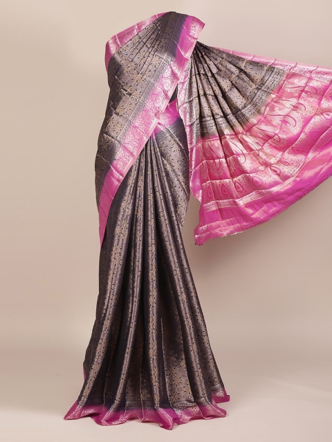 

Pothys Navy Blue & Taupe Jute Silk Woven Design Saree