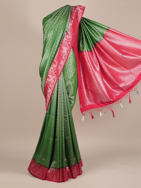 

Pothys Green & Pink Jute Silk Woven Design Saree