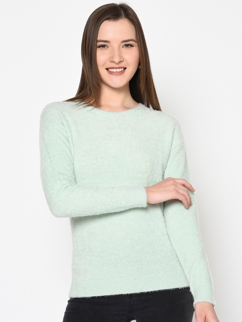 

METTLE Women Green Solid Pullover Sweater