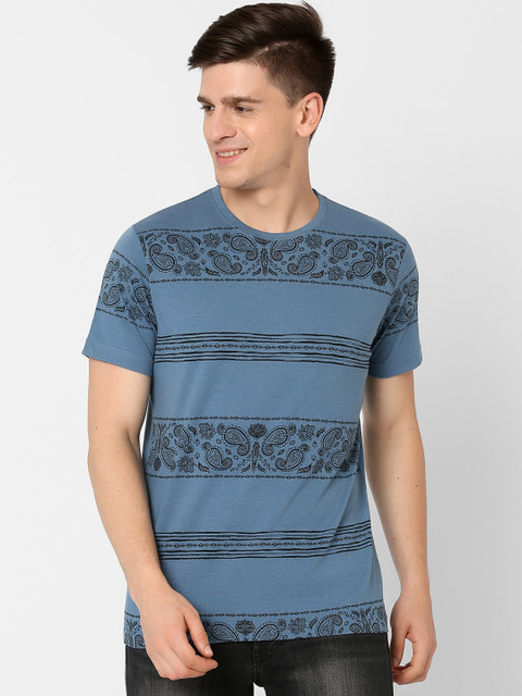 

MARCA Disati Men Blue Printed Round Neck T-shirt