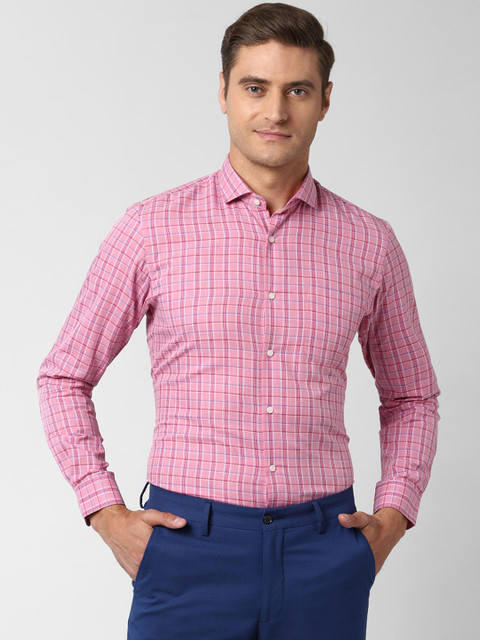 

Peter England Men Pink Slim Fit Checked Formal Shirt