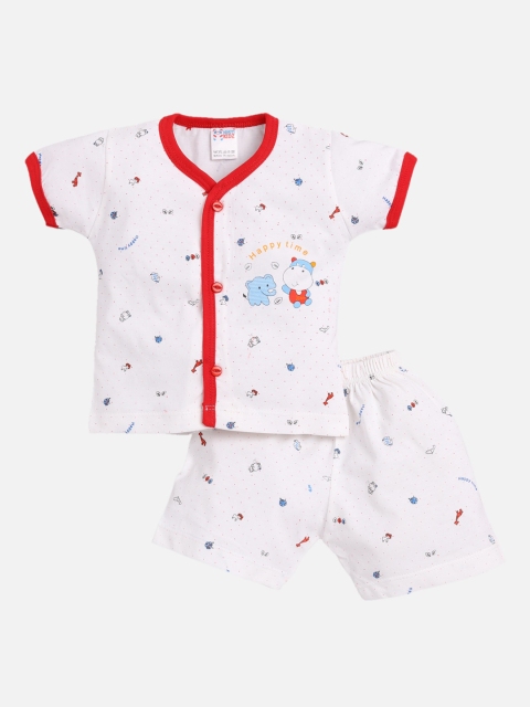 

NAUTI KIDZ Girls White & Red Printed Shirt with Shorts