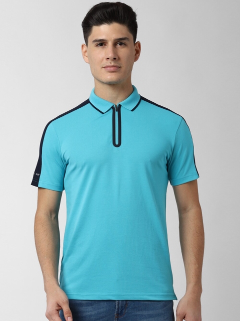 

Peter England Casuals Men Blue Solid Polo Collar Slim Fit T-shirt