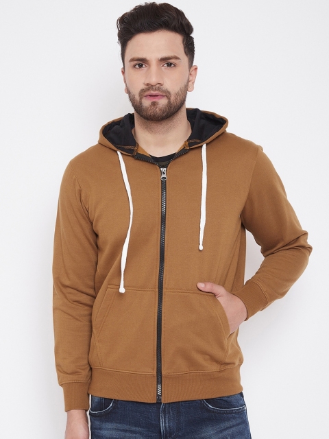 wesquare Men Mustard Brown Solid Sweatshirt