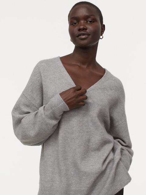 

H&M Women Grey Solid Sustainable Jumper