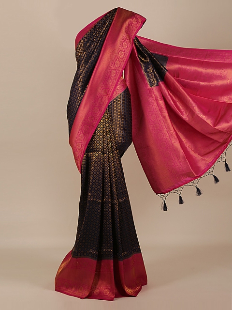 

Pothys Navy Blue & Red Jute Silk Printed Saree