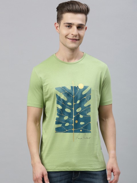 

RARE RABBIT Men Green Printed Round Neck T-shirt