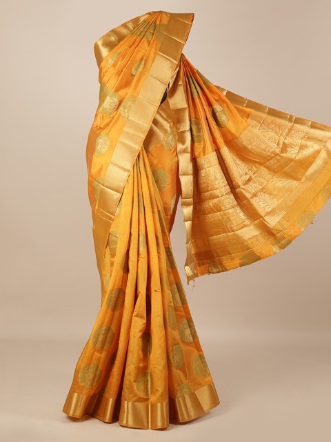 

Pothys Mustard Yellow Woven Design Jute Silk Saree