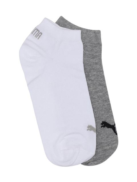 

Puma Unisex Pack Of 2 Solid Ankle-Length Socks, Grey melange