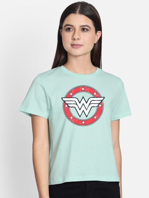 

Free Authority Women Green Red Wonder Woman Printed Round Neck Pure Cotton T-shirt