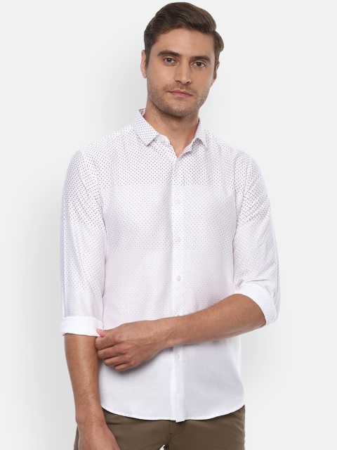

V Dot Men White & Maroon Slim Fit Printed Casual Shirt
