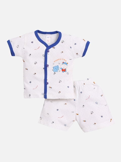 

NAUTI KIDZ Girls White & Blue Printed Shirt with Shorts