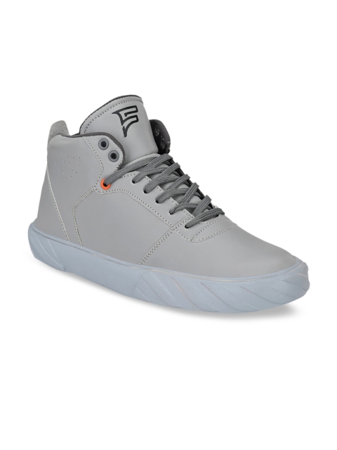 

Fentacia Men Grey Solid Synthetic Leather Mid-Top Sneakers