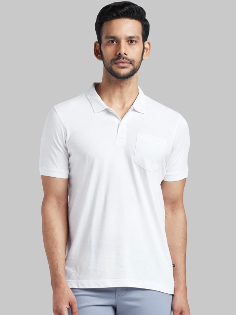 

Parx Men White Solid Polo Collar T-shirt