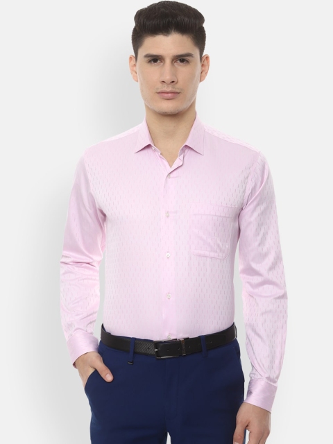 

Van Heusen Men Pink Slim Fit Self Design Casual Shirt