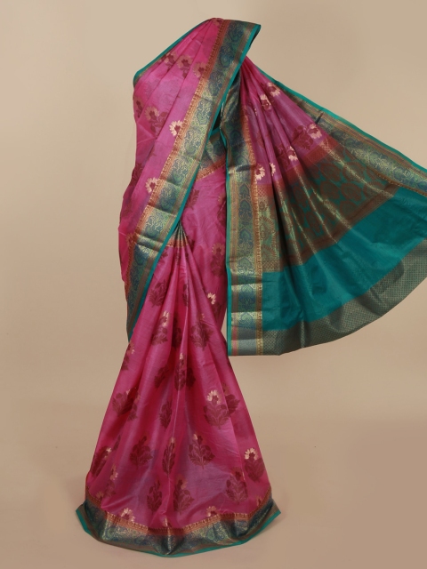 

Pothys Magenta Jute Silk Woven Design Tussar Saree