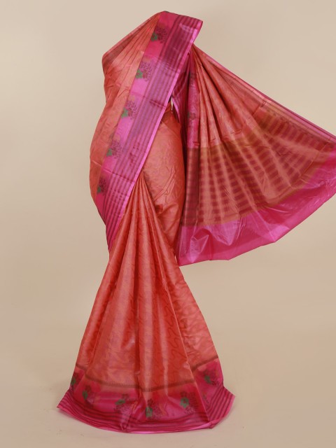 

Pothys Peach-Coloured Woven Design Tussar Saree