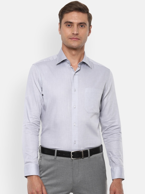 

Louis Philippe Men Grey Regular Fit Solid Pure Cotton Formal Shirt