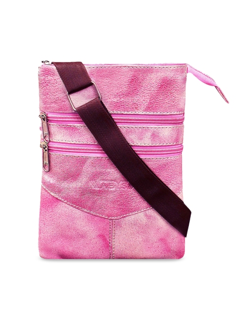 

ABYS Unisex Pink & Purple Solid Leather Messenger Bag