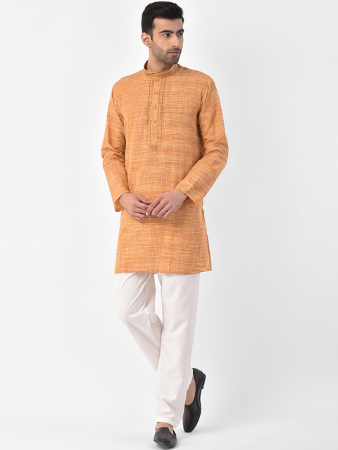 

SG LEMAN Men Orange & White Striped Kurta with Pyjamas