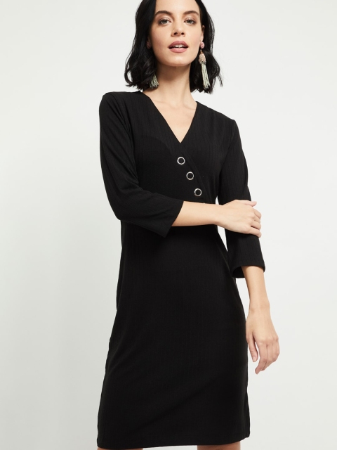 

max Women Black Solid Sheath Dress
