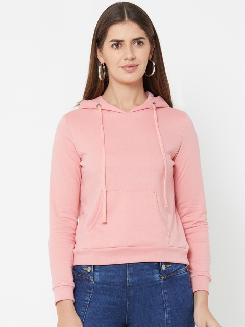 

Kraus Jeans Women Pink Solid Hooded Sweatshirt