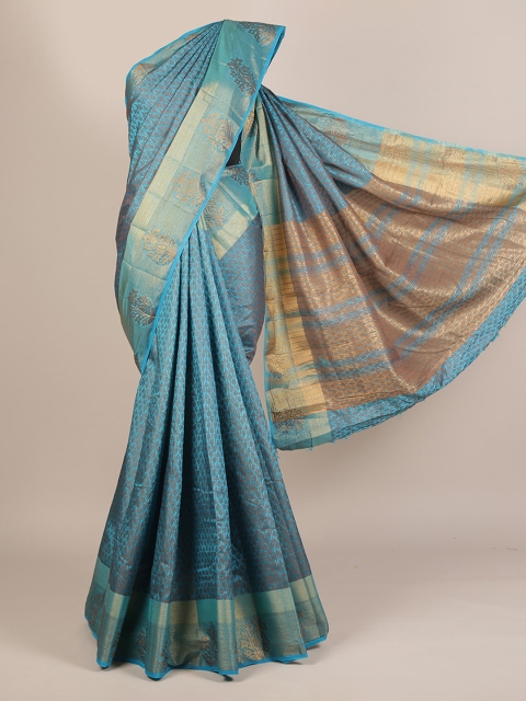 

Pothys Blue & Gold-Toned Jute Silk Woven Design Saree