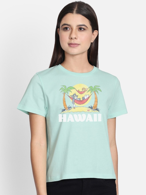 

Free Authority Tom Jerry Printed Green Tshirt for Women