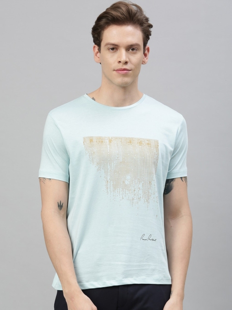 

RARE RABBIT Men Blue Embellished Round Neck T-shirt