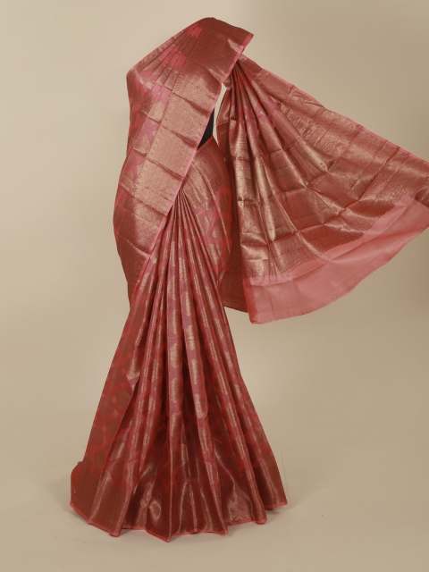 

Pothys Peach-Coloured Jute Silk Woven Design Tussar Saree