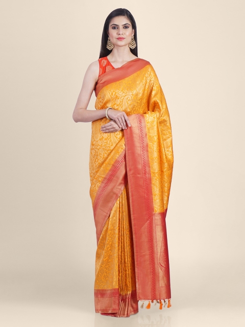 

Kasat Yellow & Orange Pure Silk Woven Design Saree