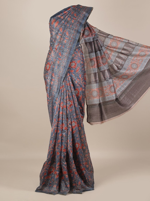 

Pothys Blue & Red Jute Silk Printed Saree