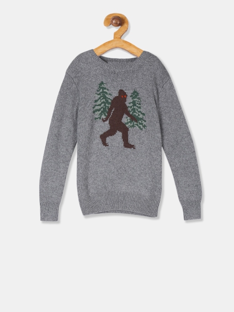 

GAP Boys Grey Printed Pullover Sweater