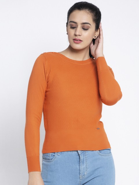 

Global Republic Women Rust Solid Pullover Sweater