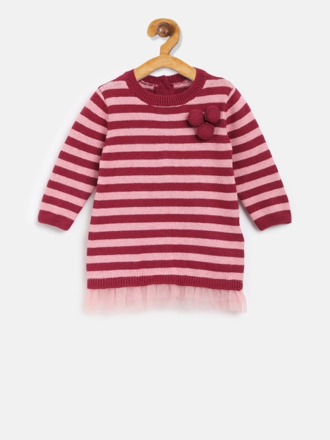 

Chicco Girls Maroon Striped Sweater Dress