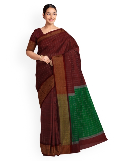 

KLM Fashion Mall Rust Checked Saree