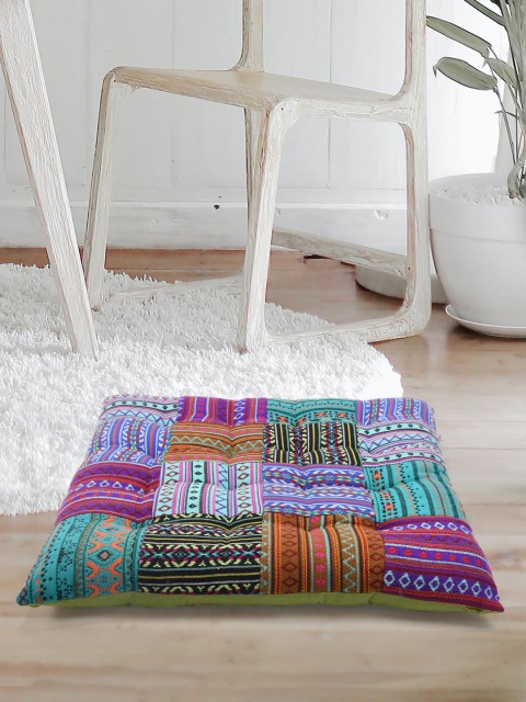 

Tistabene Blue & Purple Handloom Printed Square Floor Cushions