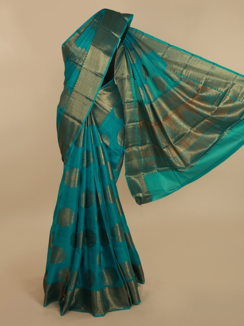 

Pothys Blue Checked Tussar Saree