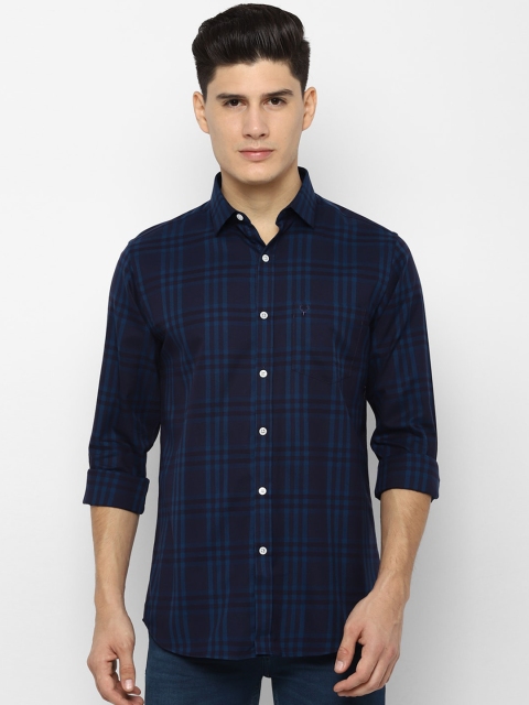 

Allen Solly Men Navy Blue & Black Slim Fit Checked Casual Shirt