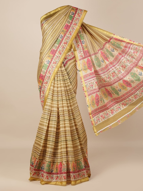 

Pothys Olive Green & Beige Jute Silk Woven Design Saree