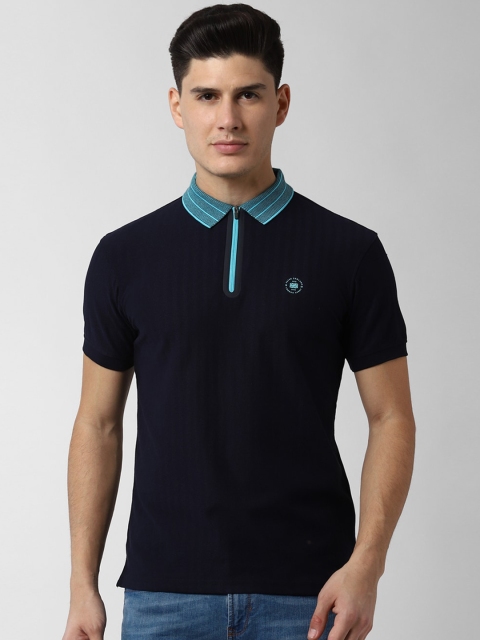 

Peter England Casuals Men Navy Blue Solid Polo Collar Slim Fit T-shirt